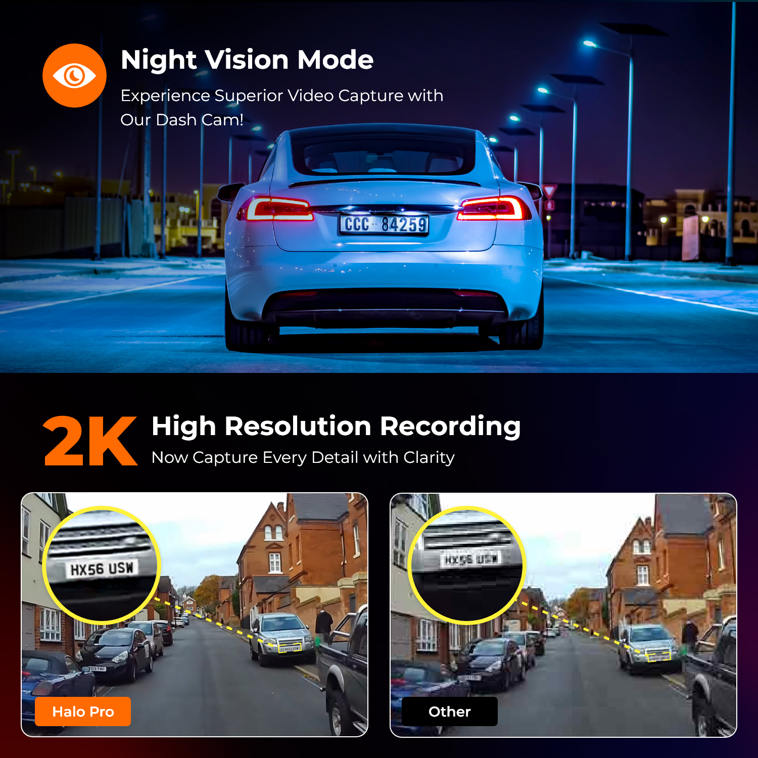 Road Angel Halo Pro 2K-Dashcam utilisé et 1K compatible avec le mode Dual-Park