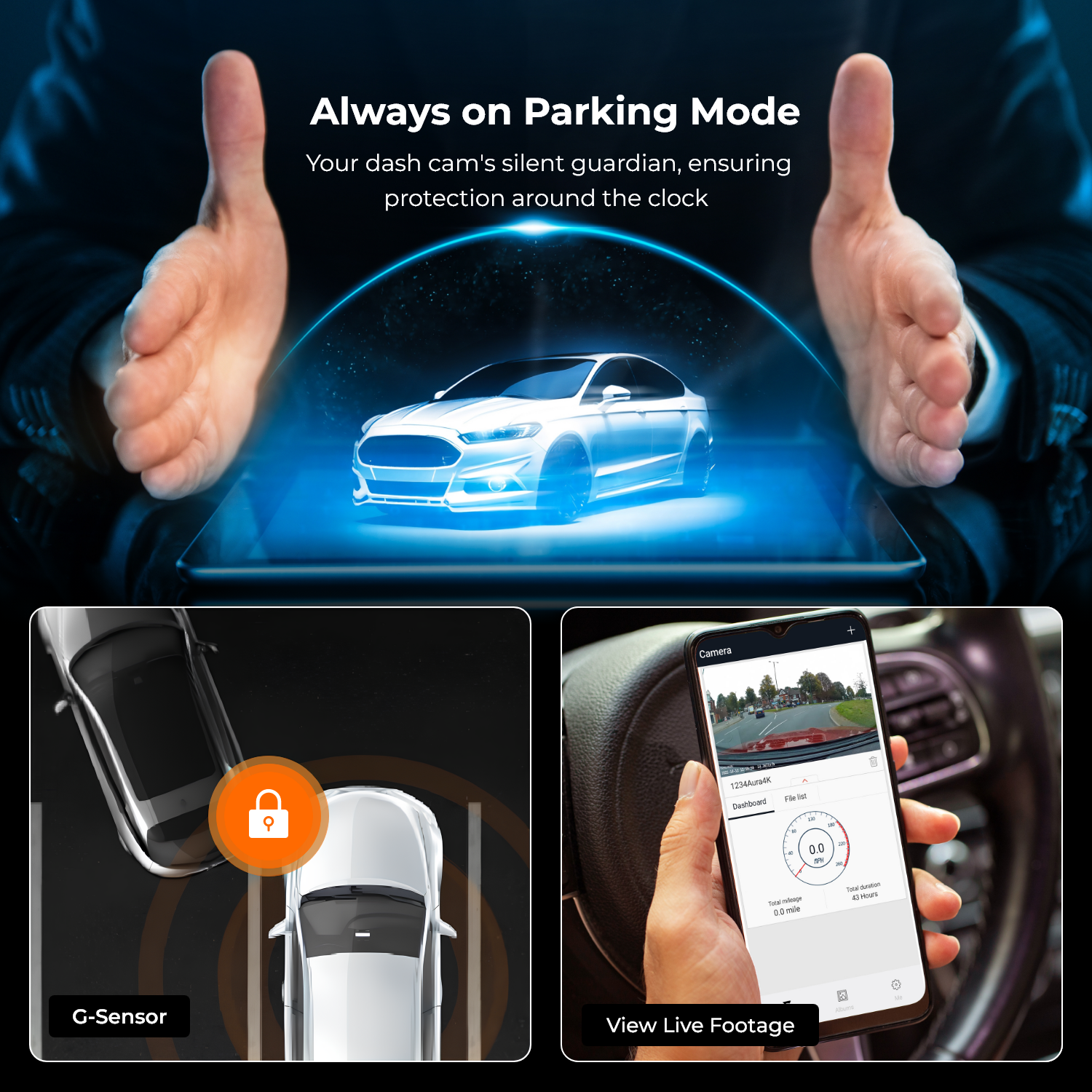Road Angel Halo Pro 2K-Dashcam utilisé et 1K compatible avec le mode Dual-Park