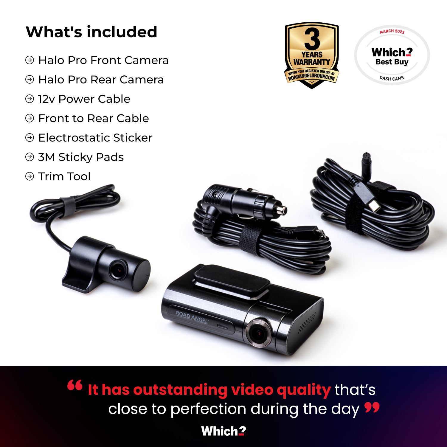 Road Angel Halo Pro 2K-Dashcam utilisé et 1K compatible avec le mode Dual-Park