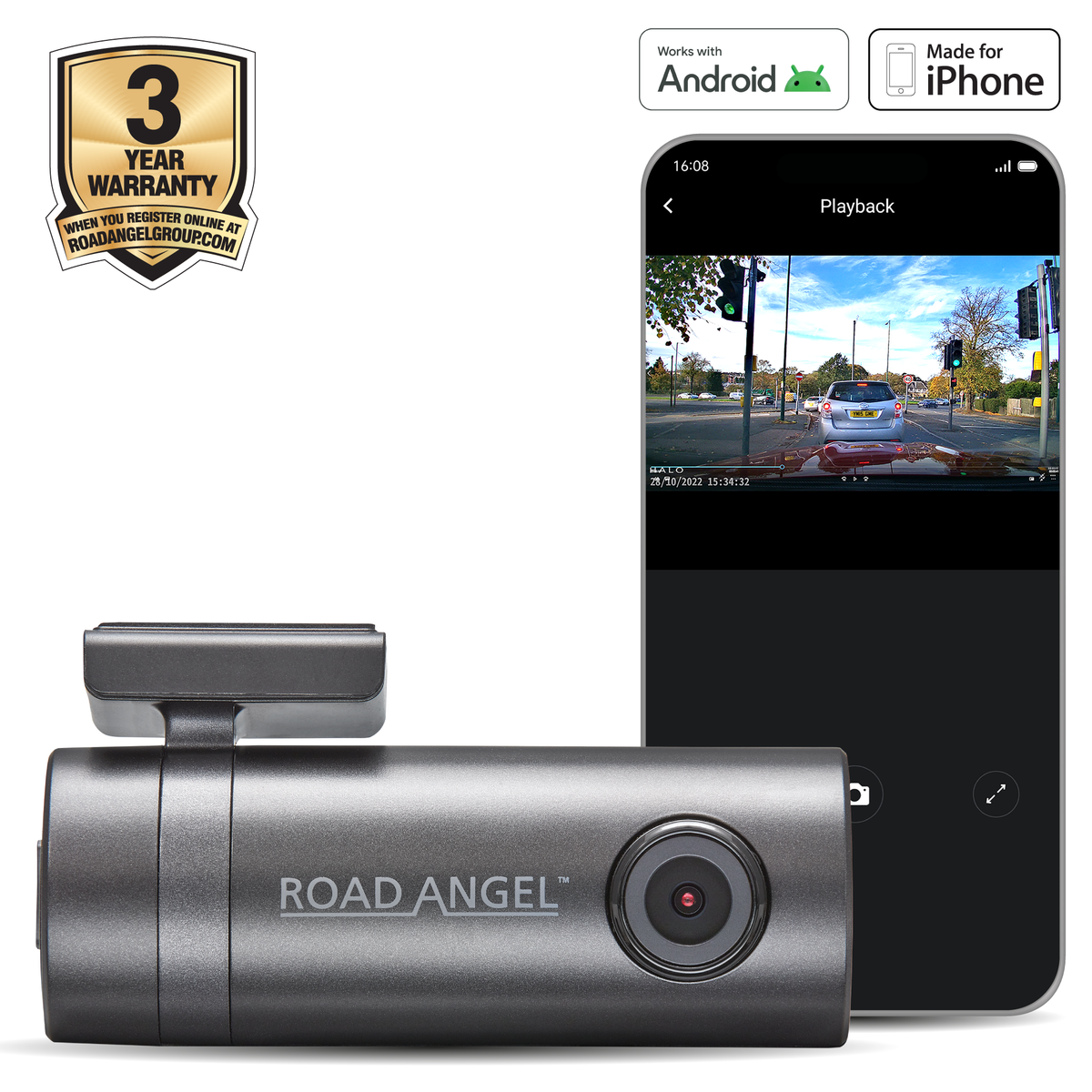 Caméra embarquée compacte Road Angel Halo Go 1080p Full HD