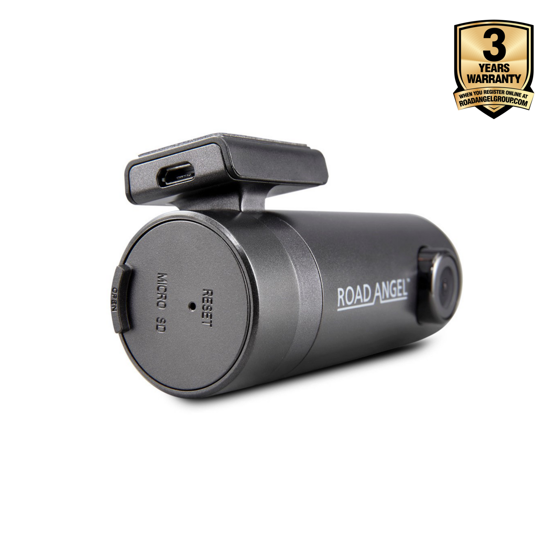 Road Angel Halo Go Compact Dashcam avec carte SD et câbles dans le paquet