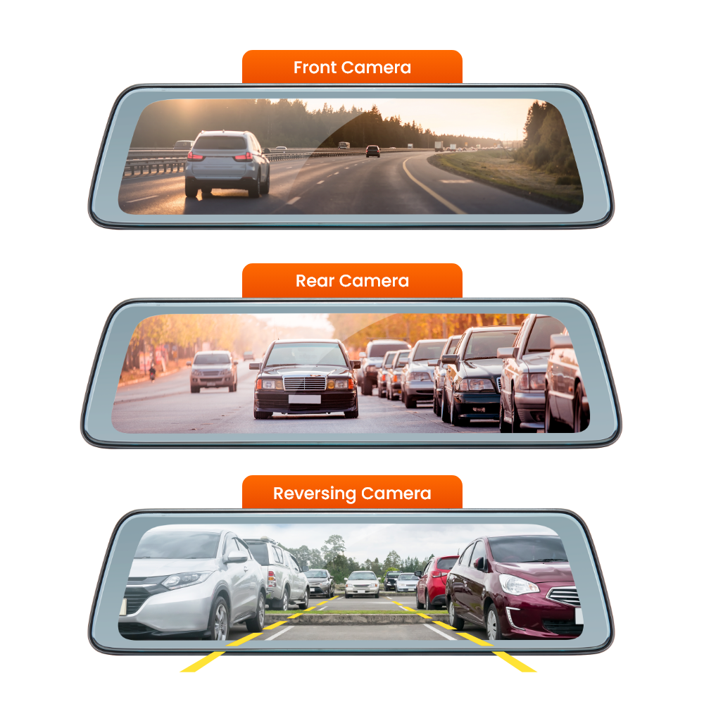 Road Angel Halo View 2 Rückspiegel und Dashcam mit 10-Zoll-Touchscreen und Dual-Parkmodus