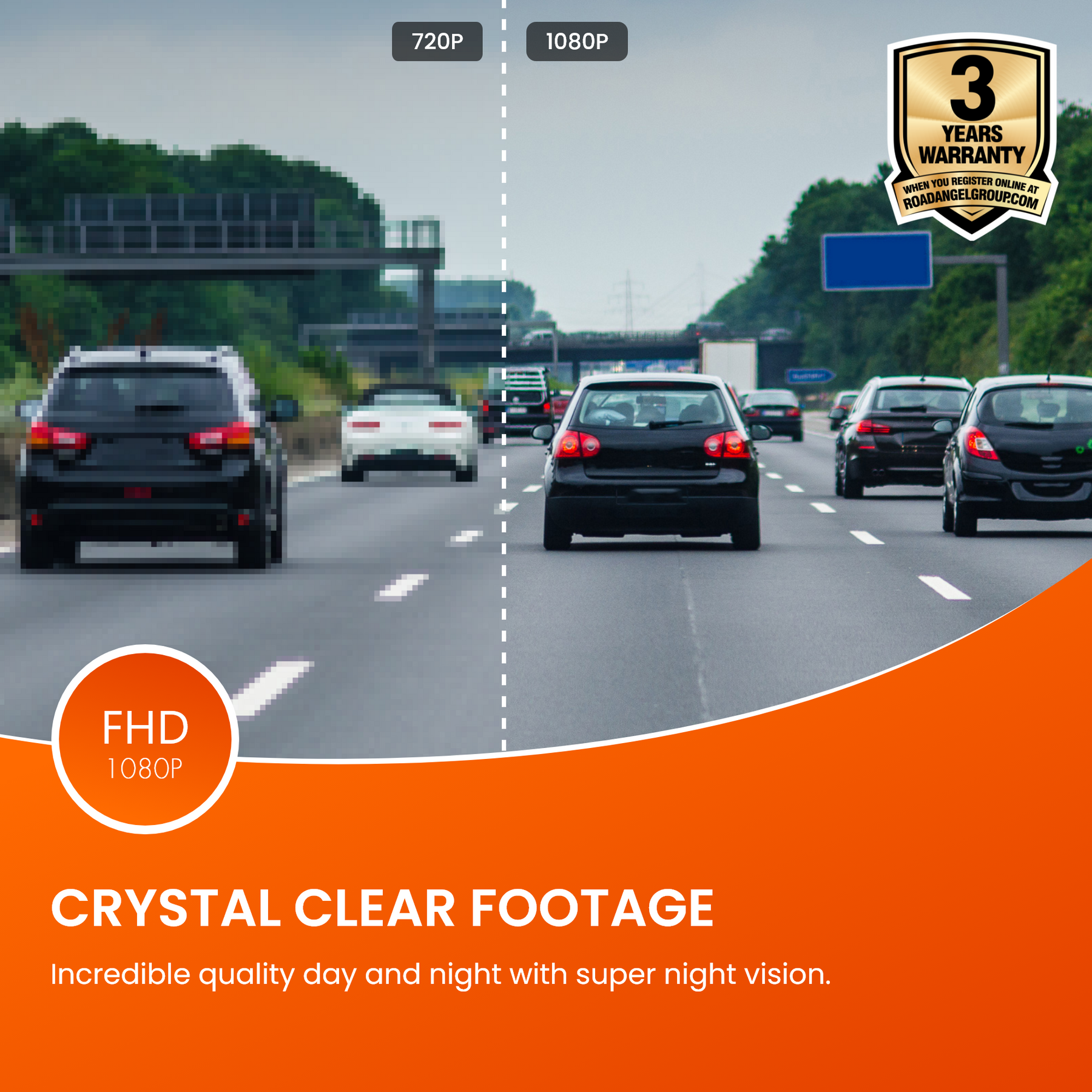 Road Angel Halo Go Compact Dashcam avec carte SD et câbles dans le paquet