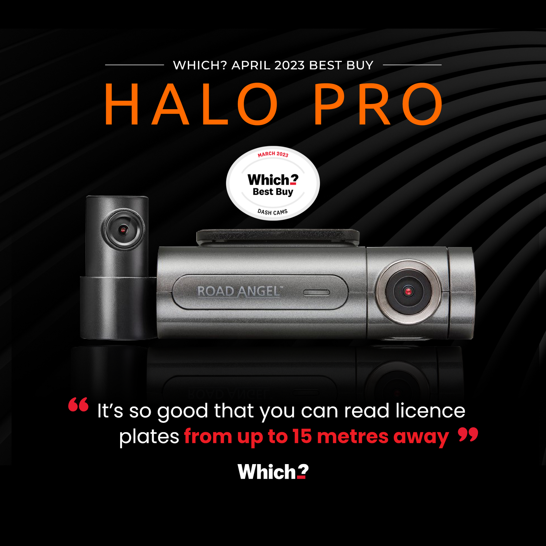 Road Angel Halo Pro Avant et arrière Dashcam avec carte SD et câbles dans le paquet 