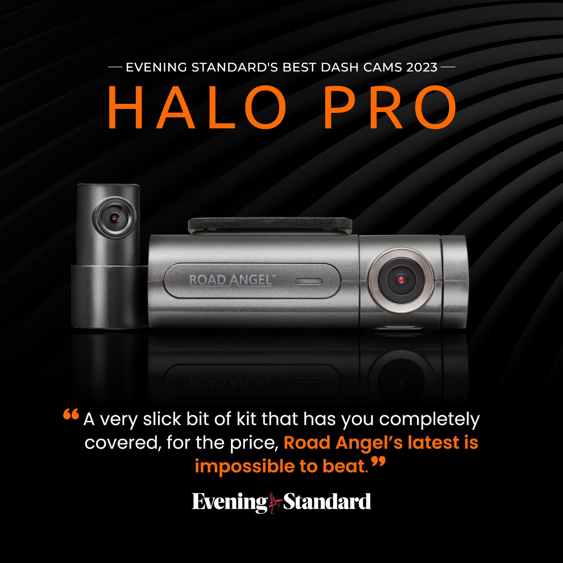 Road Angel Halo Pro Avant et arrière Dashcam avec carte SD et câbles dans le paquet 