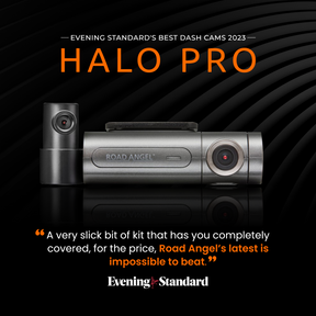 Road Angel Halo Pro Avant et arrière Dashcam avec carte SD et câbles dans le paquet 