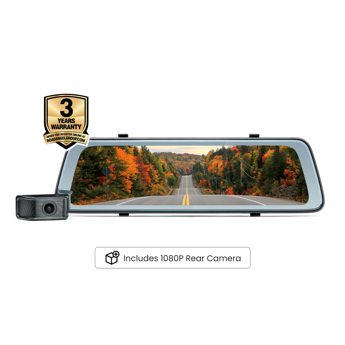 Road Angel Halo View 2 Rückspiegel und Dashcam mit 10-Zoll-Touchscreen und Dual-Parkmodus