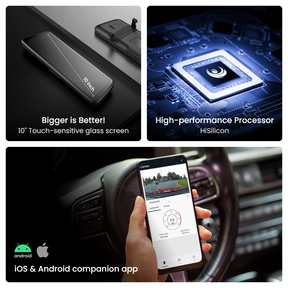 Road Angel Halo View 2 Rückspiegel und Dashcam mit 10-Zoll-Touchscreen und Dual-Parkmodus
